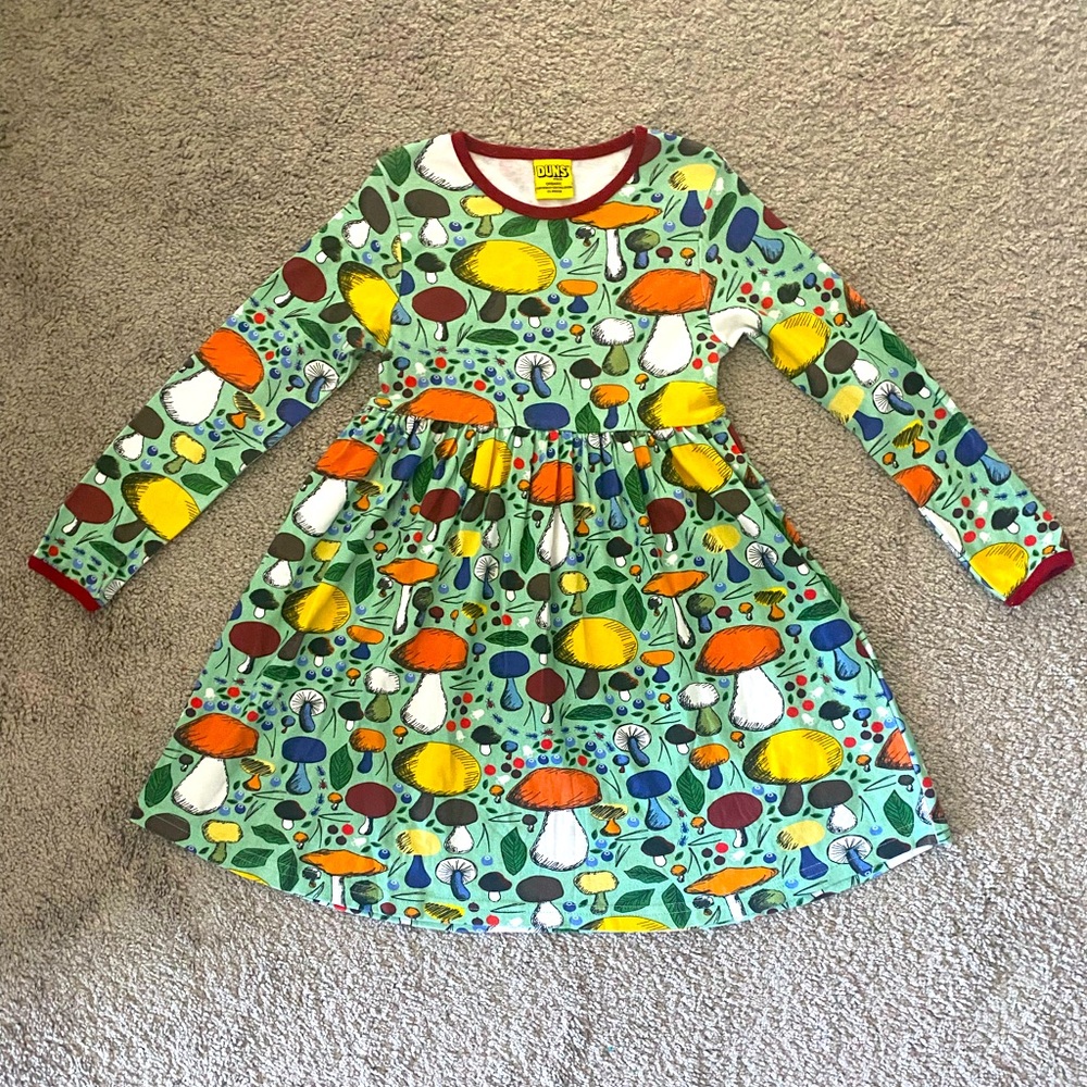 Colorful Mushroom Print Kids Casual Dress